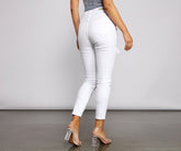 Jean skinny taille haute à effet usé et déchiré
